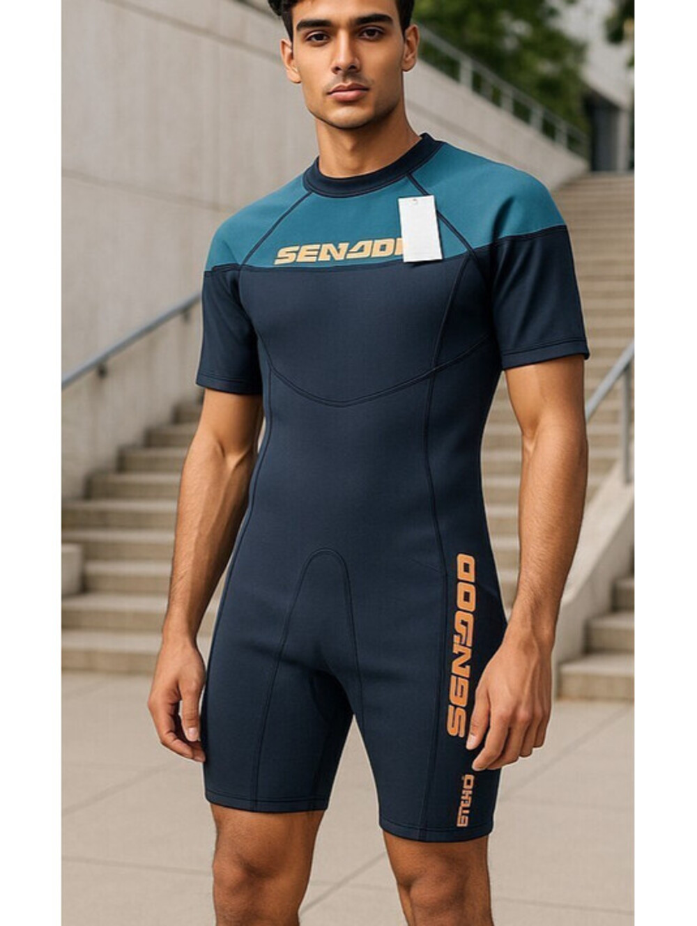 Sea-Doo Men’s Escape Wetsuit Size Large 3mm Black Blue Neoprene Jet Ski seadoo